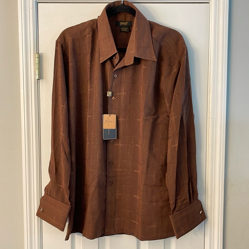 Possi Men's Long Sleeve Dress Shirt.  Size Large.